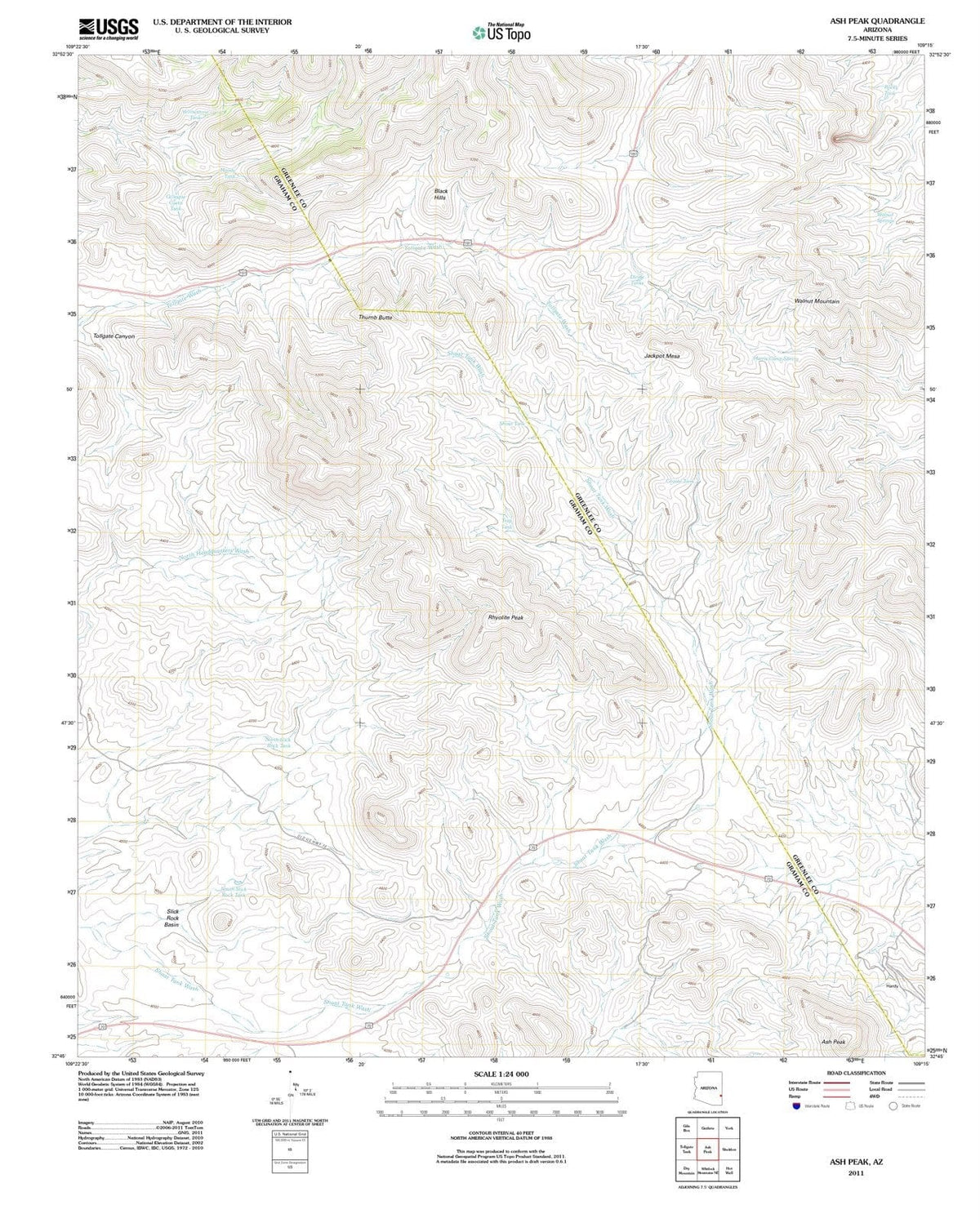2011 Ash Peak, AZ - Arizona - USGS Topographic Map