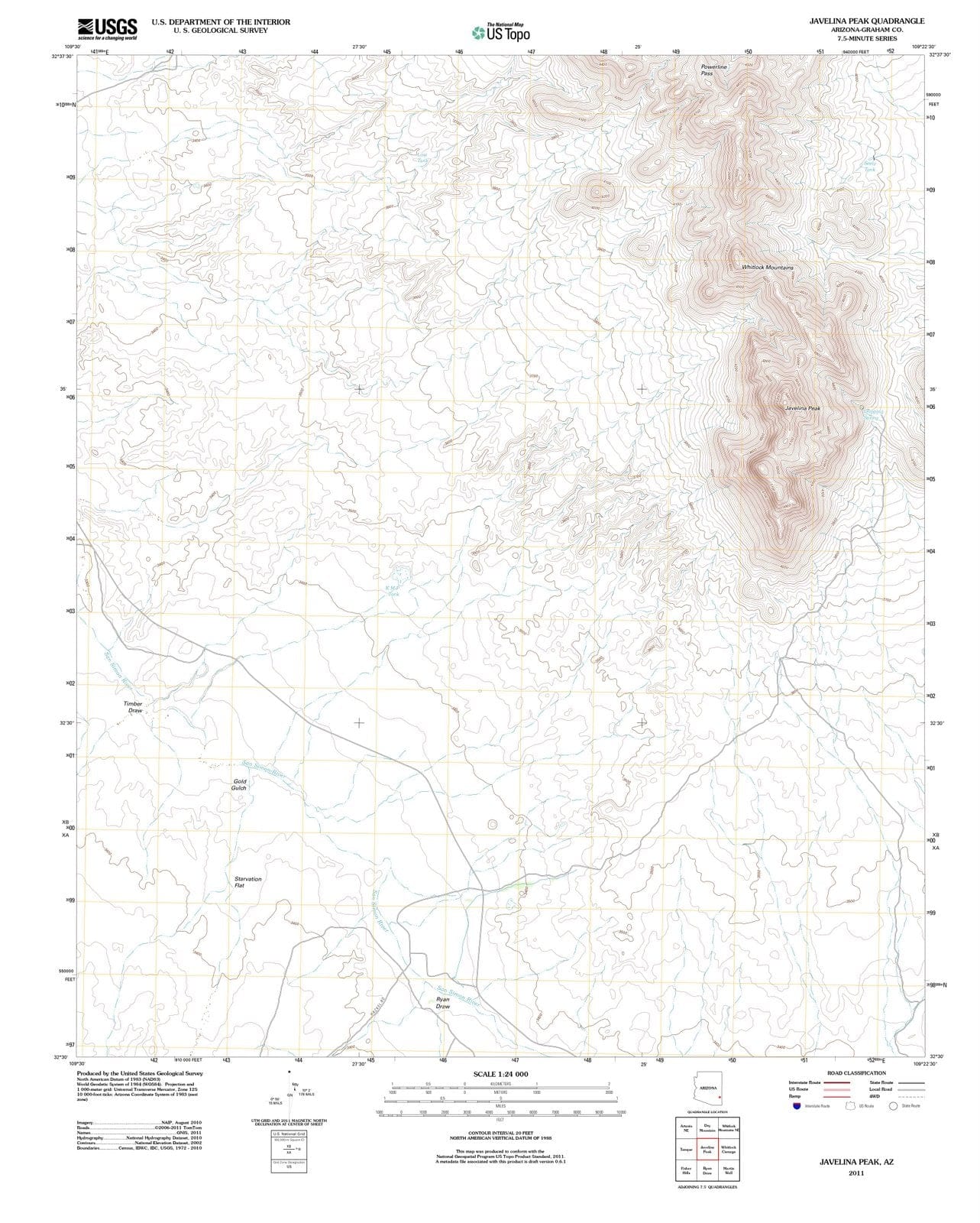 2011 Javelina Peak, AZ - Arizona - USGS Topographic Map