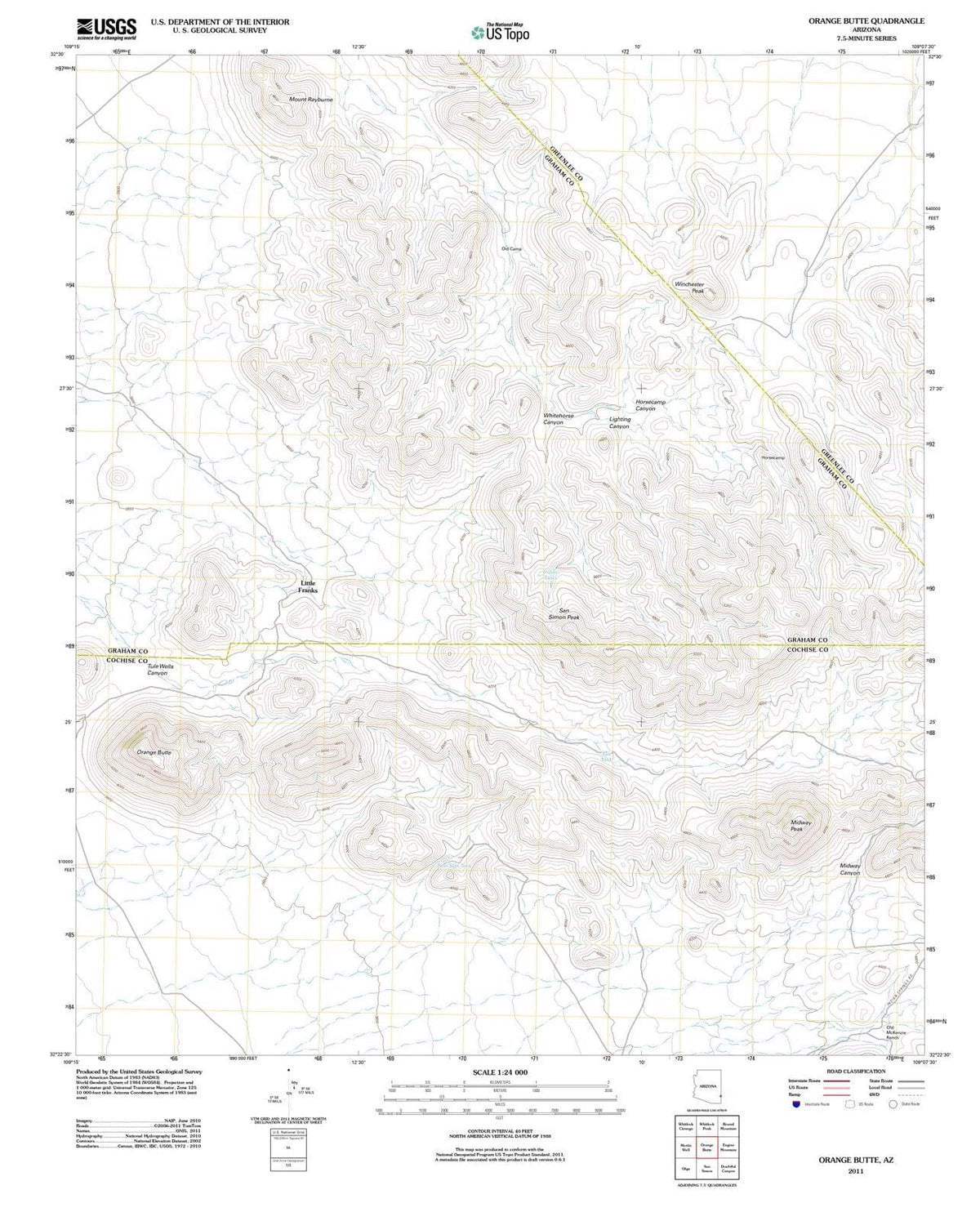 2011 Orange Butte, AZ - Arizona - USGS Topographic Map