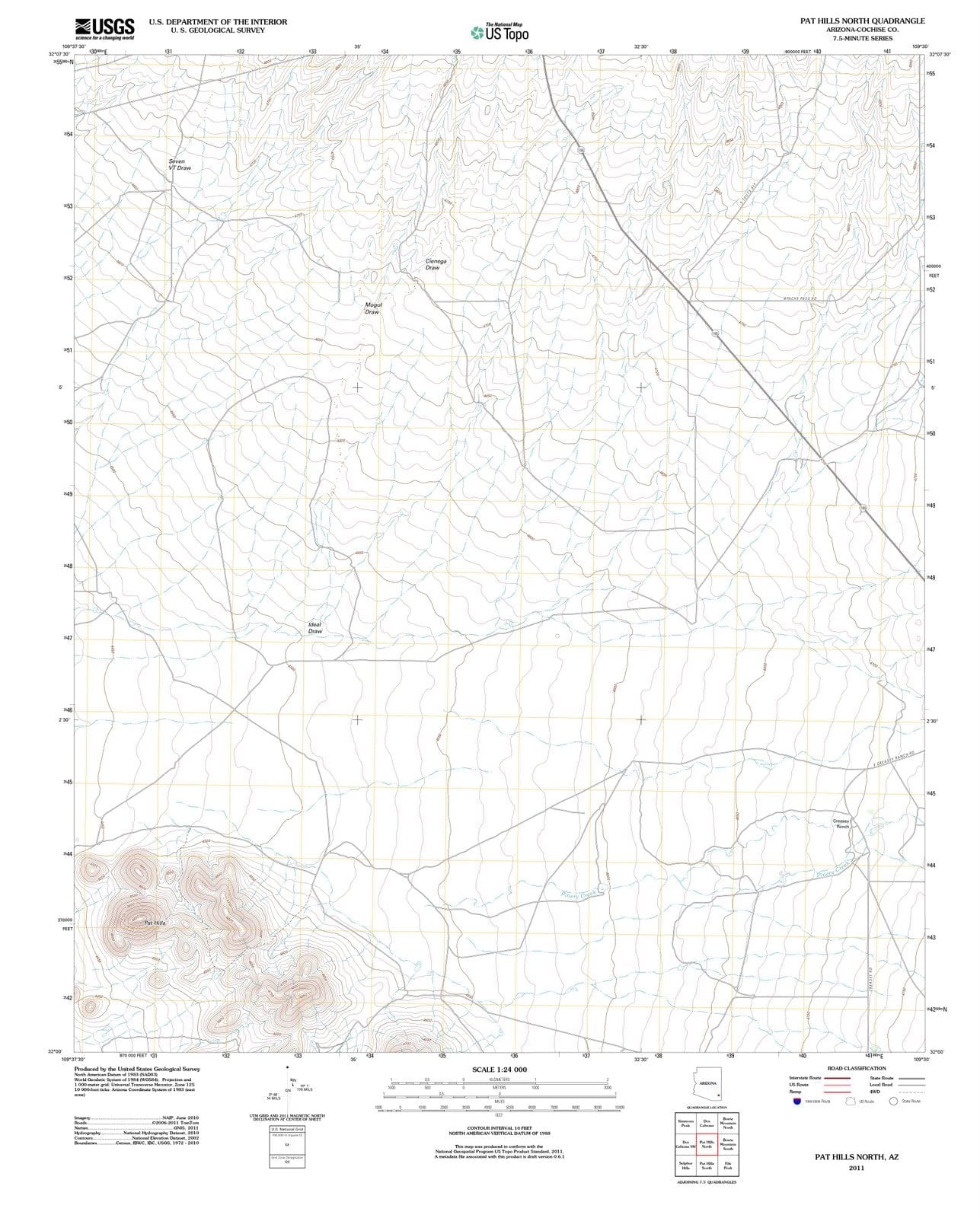 2011 Pat Hills North, AZ - Arizona - USGS Topographic Map