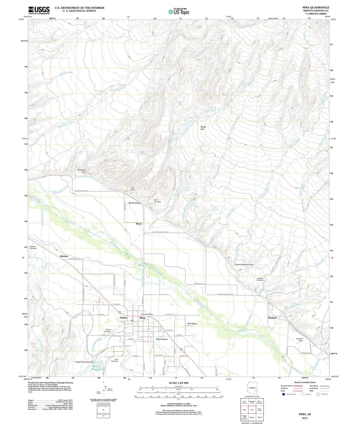 2011 Pima, AZ - Arizona - USGS Topographic Map