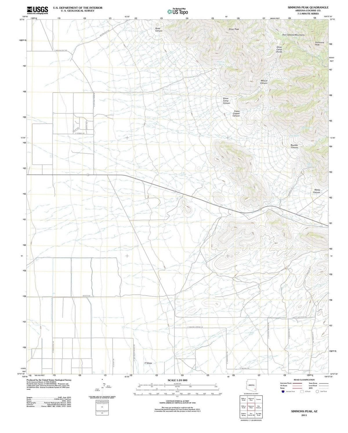 2011 Simmons Peak, AZ - Arizona - USGS Topographic Map