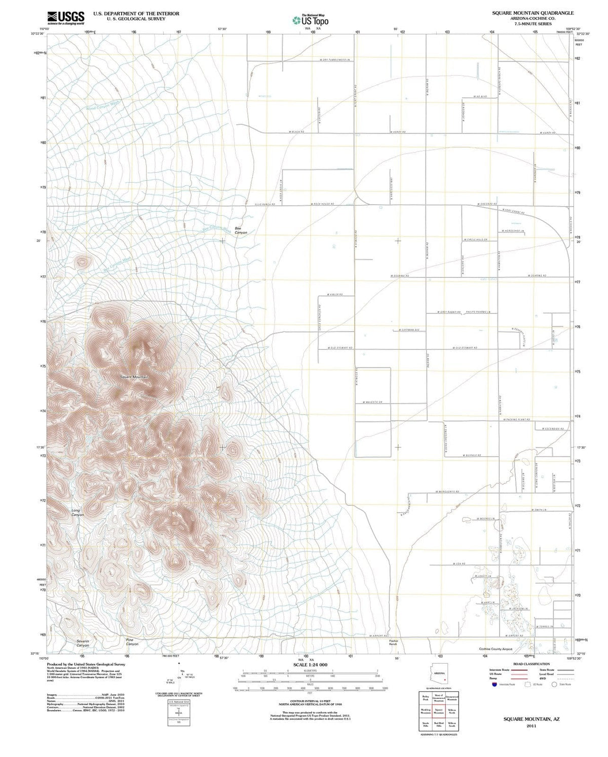 2011 Square Mountain, AZ - Arizona - USGS Topographic Map