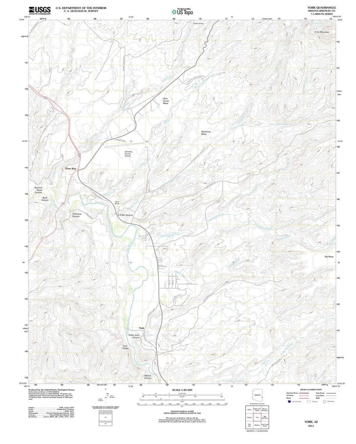 2011 York, AZ - Arizona - USGS Topographic Map