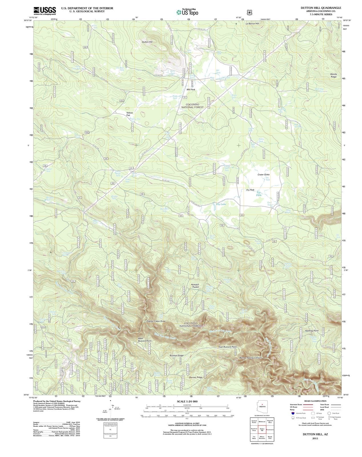 2011 Dutton Hill, AZ - Arizona - USGS Topographic Map