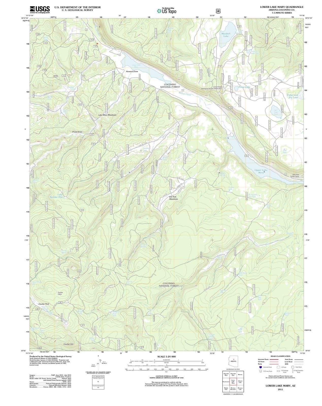 2011 Lower Lake Mary, AZ - Arizona - USGS Topographic Map