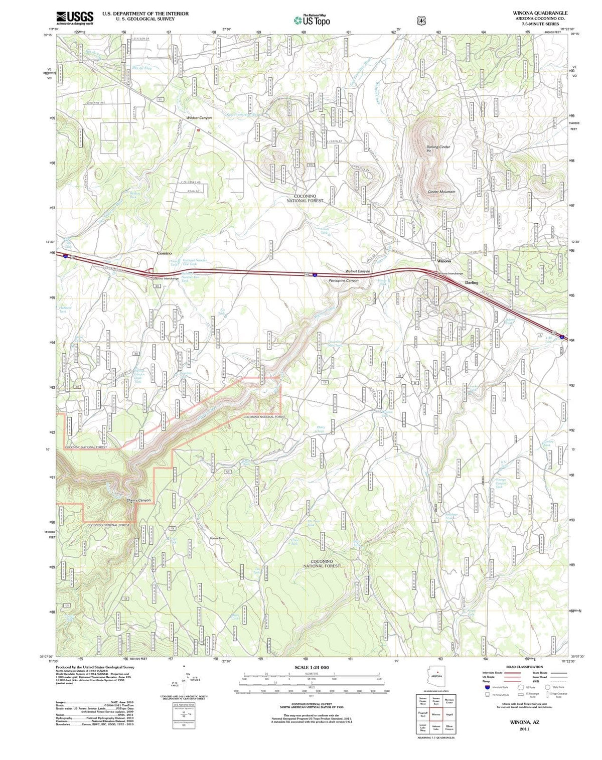 2011 Winona, AZ - Arizona - USGS Topographic Map