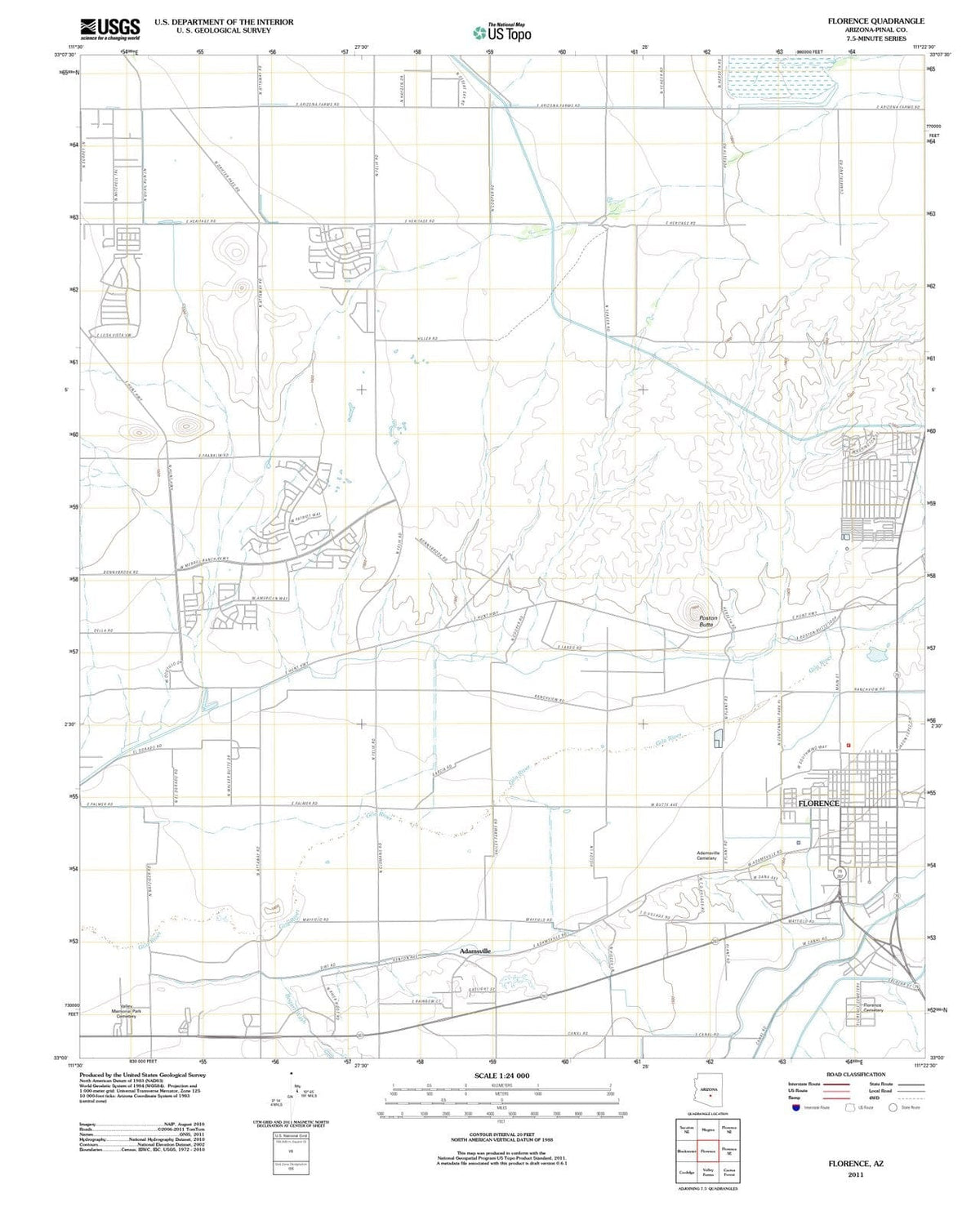 2011 Florence, AZ - Arizona - USGS Topographic Map