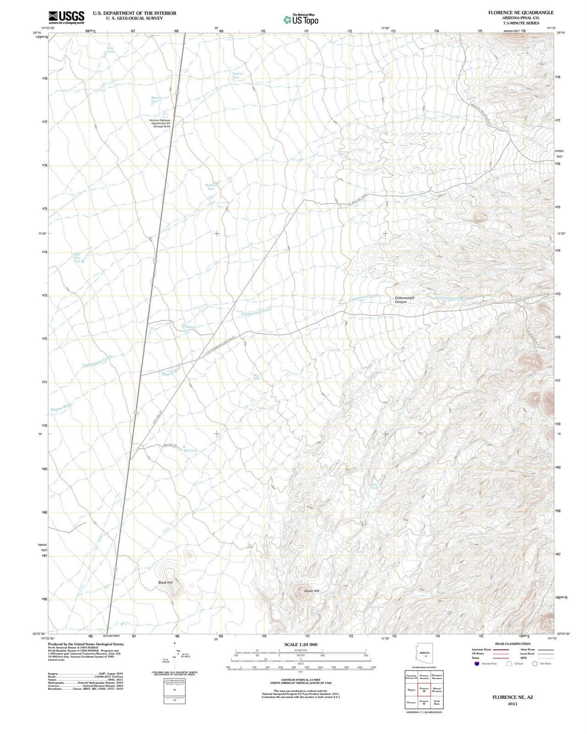 2011 Florence, AZ - Arizona - USGS Topographic Map v2