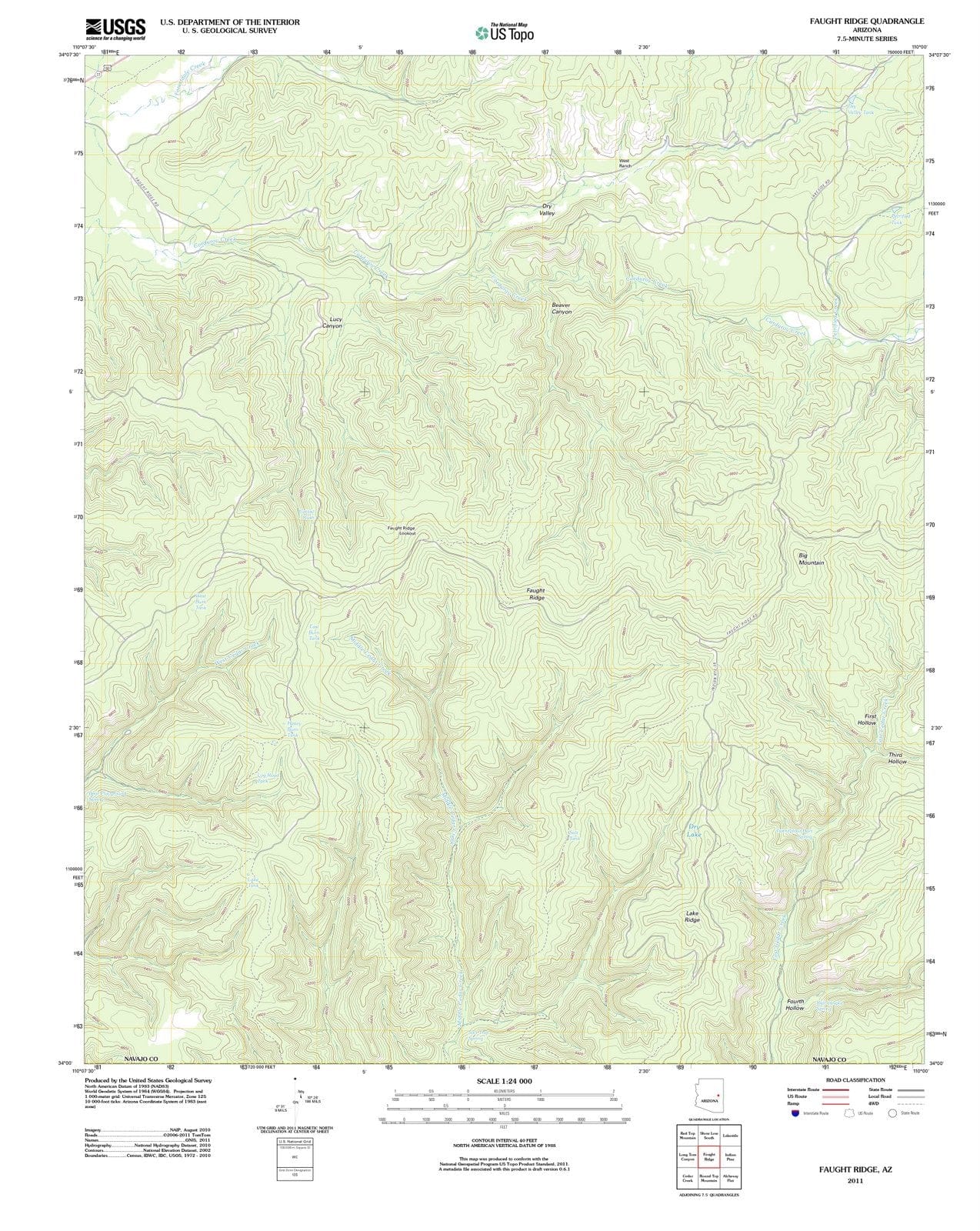 2011 Faught Ridge, AZ - Arizona - USGS Topographic Map