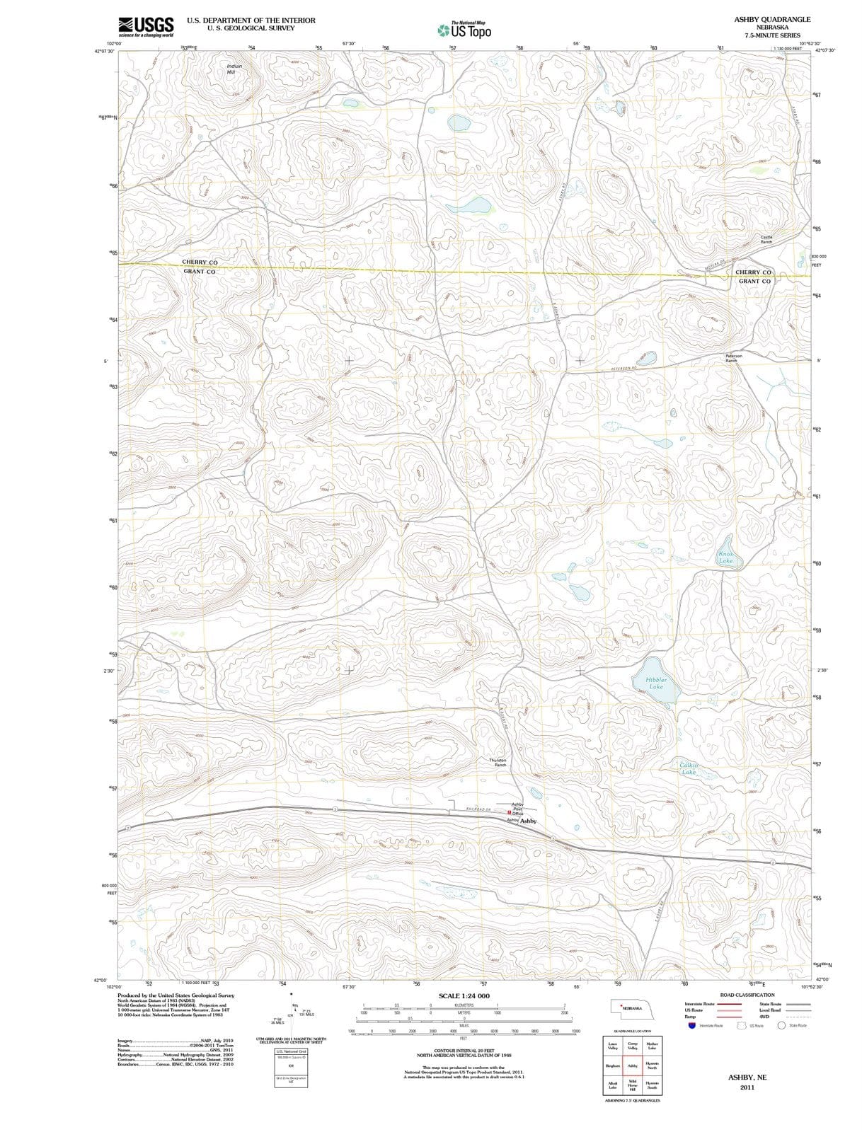 2011 Ashby, NE - Nebraska - USGS Topographic Map