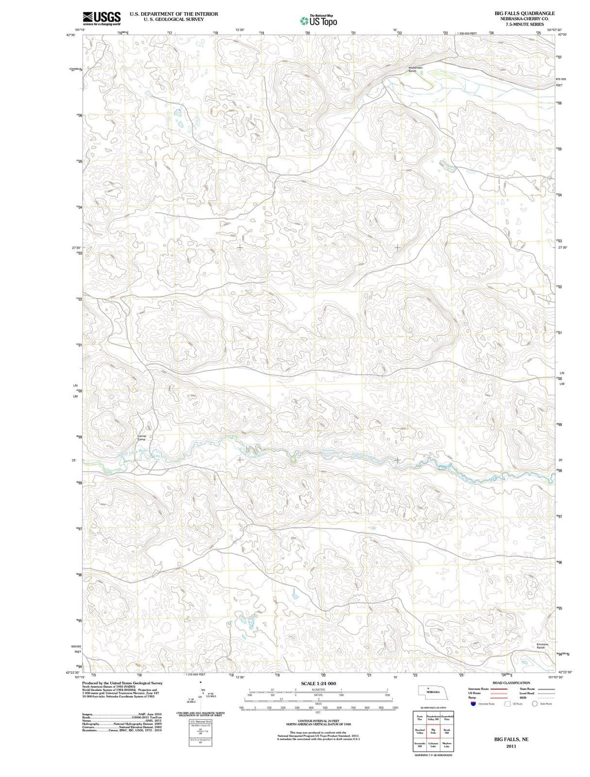 2011 Big Falls, NE - Nebraska - USGS Topographic Map
