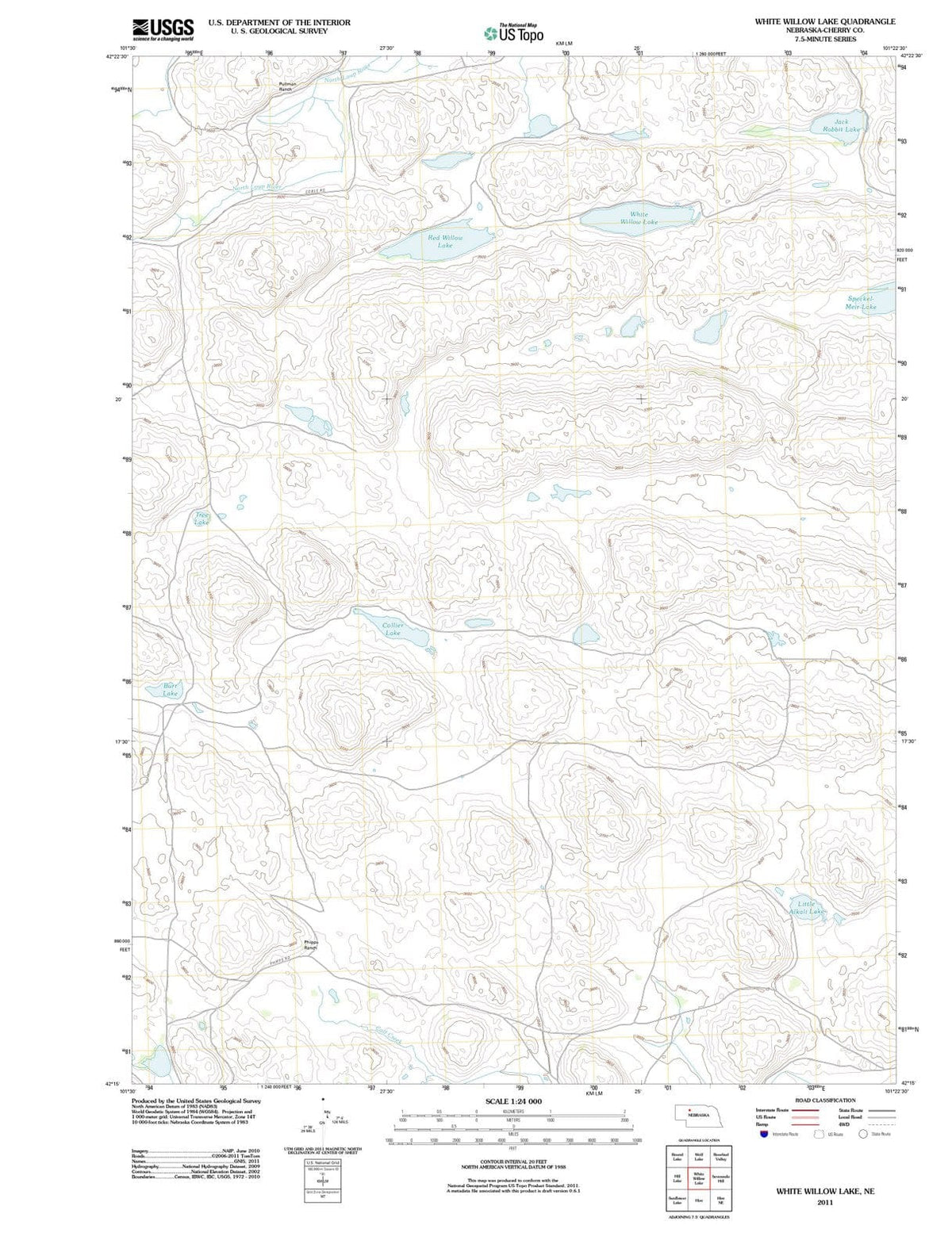 2011 White Willow Lake, NE - Nebraska - USGS Topographic Map