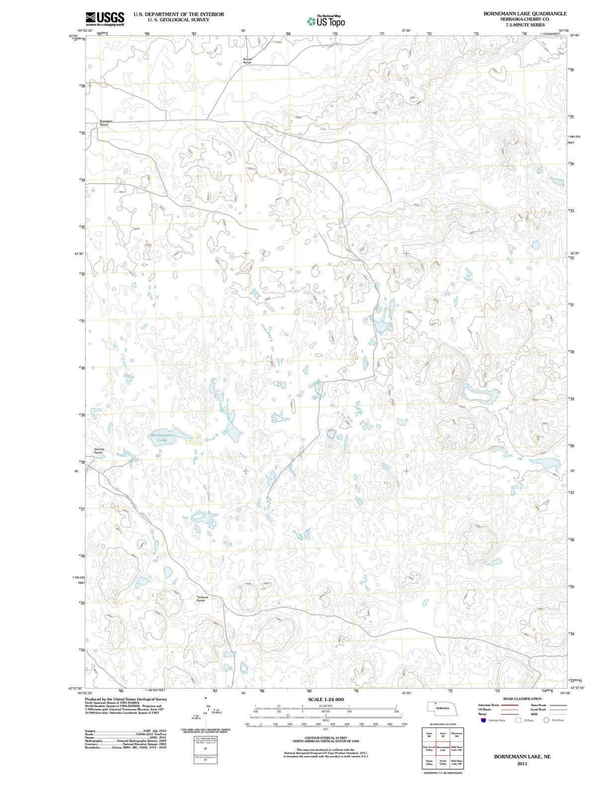 2011 Bornemann Lake, NE - Nebraska - USGS Topographic Map