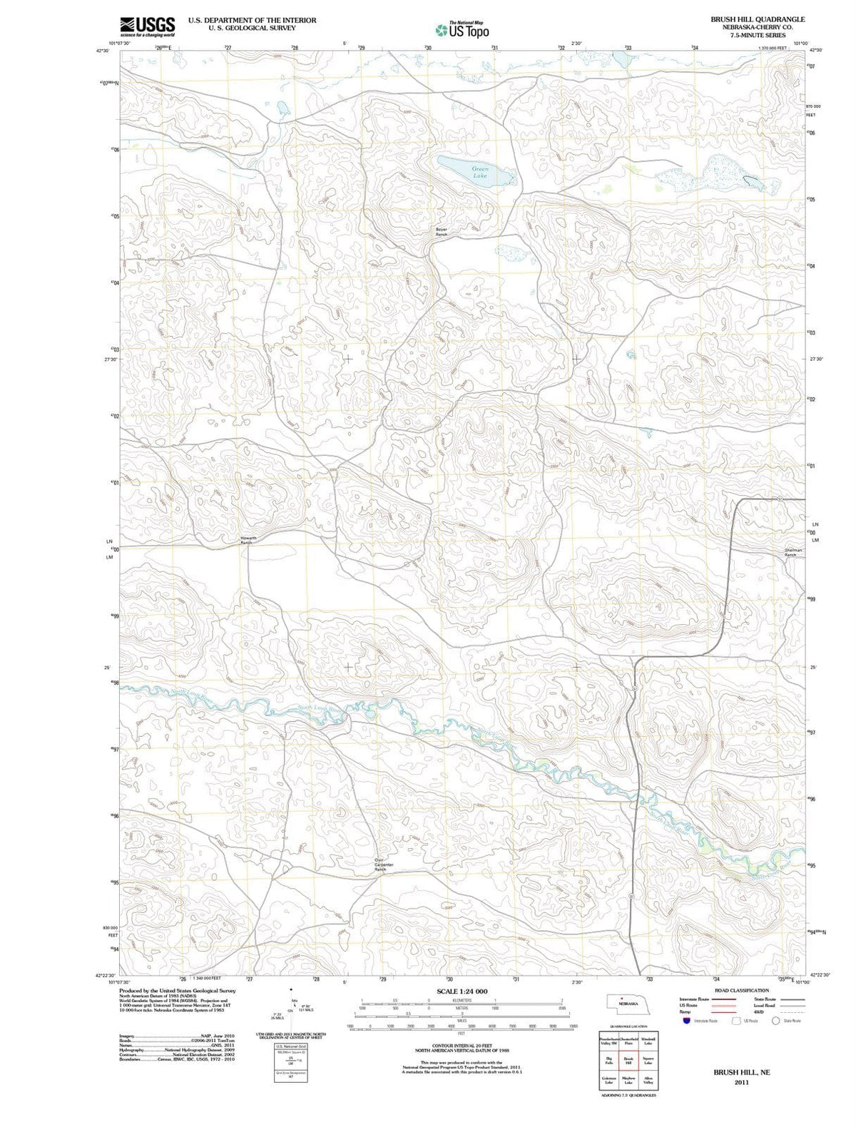 2011 Brush Hill, NE - Nebraska - USGS Topographic Map