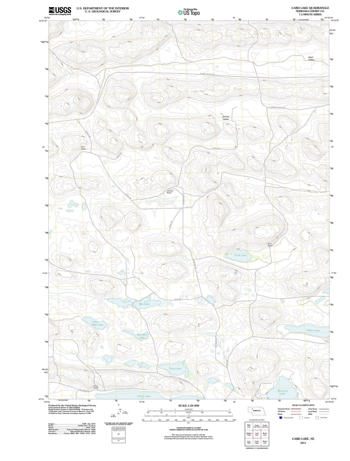 2011 Card Lake, NE - Nebraska - USGS Topographic Map