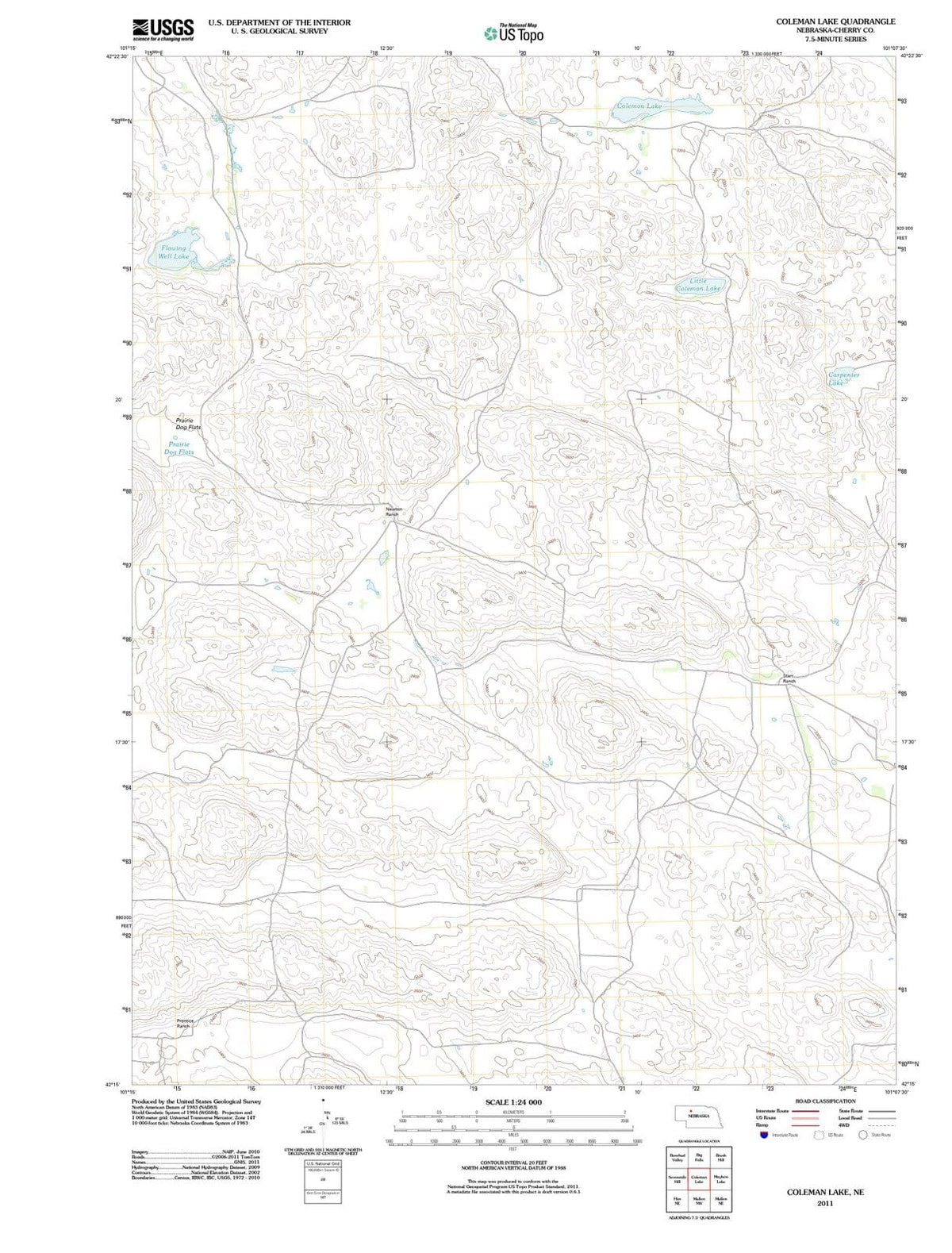 2011 Coleman Lake, NE - Nebraska - USGS Topographic Map
