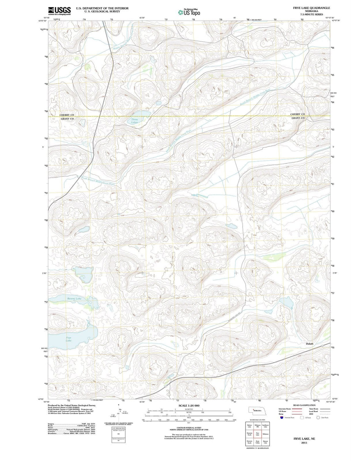 2011 Frye Lake, NE - Nebraska - USGS Topographic Map