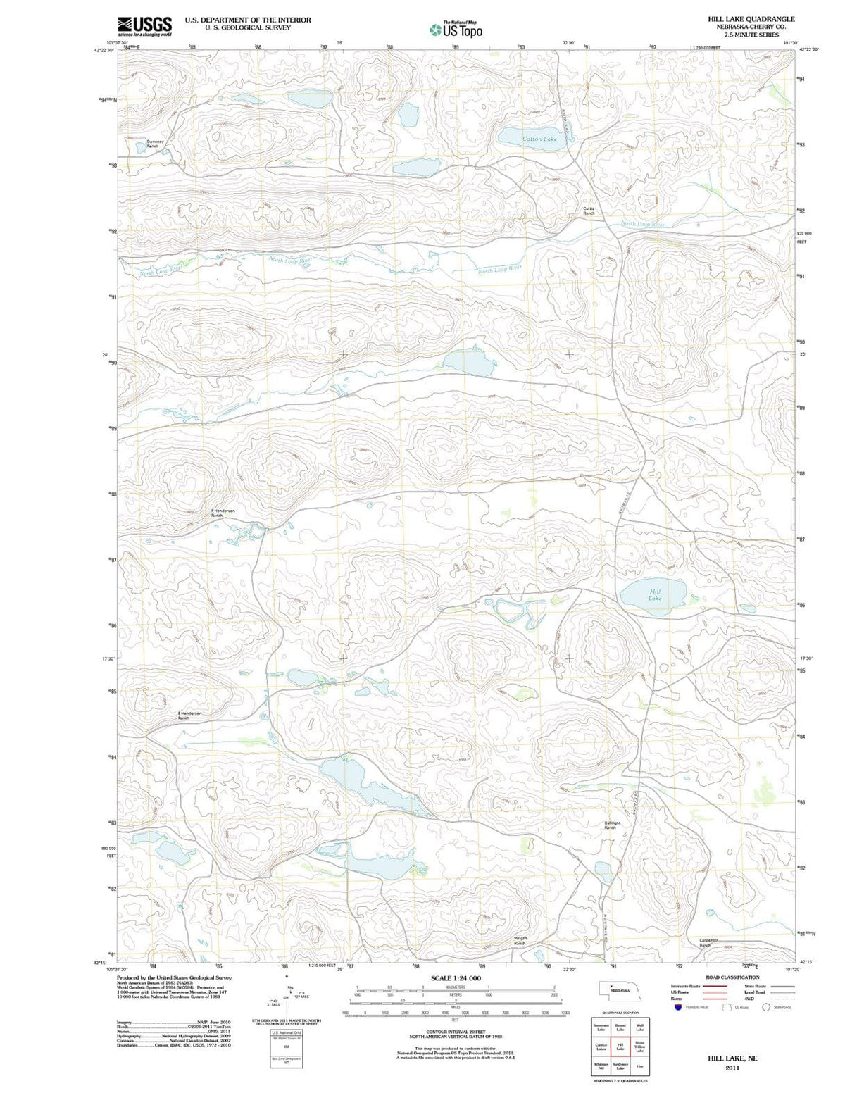 2011 Hill Lake, NE - Nebraska - USGS Topographic Map