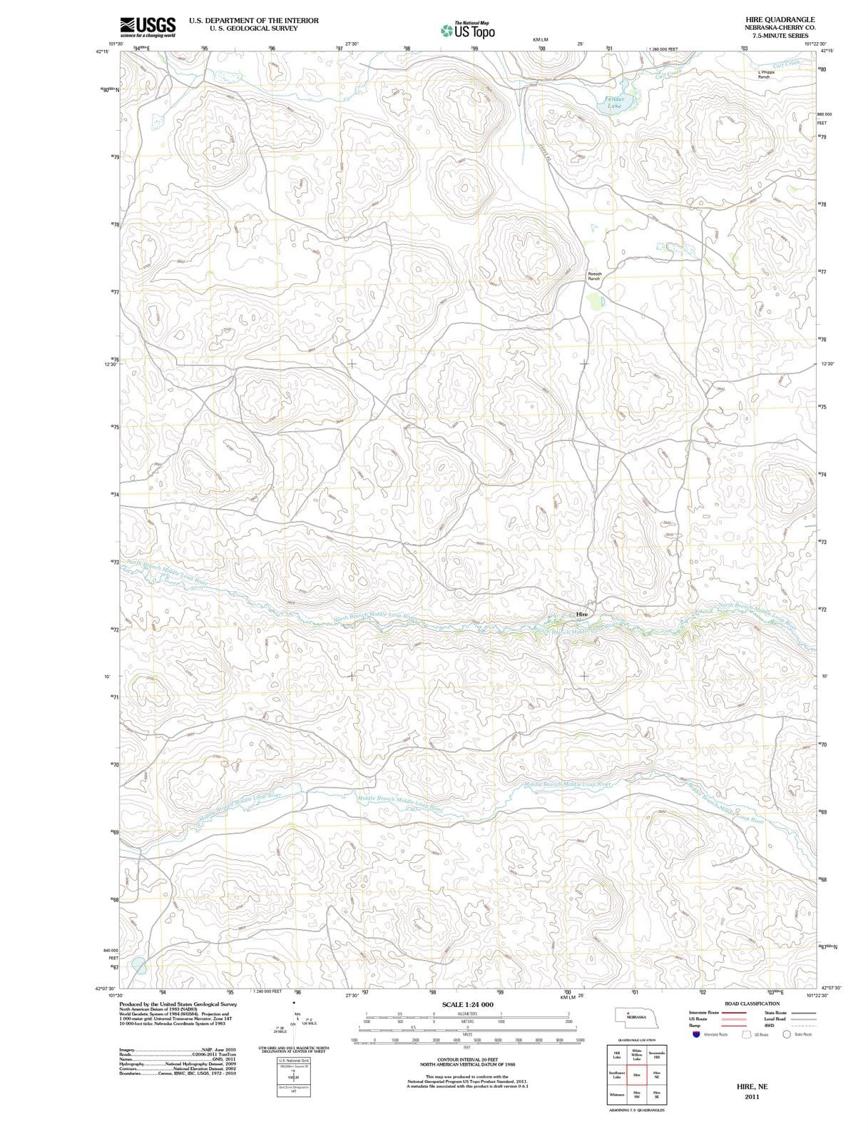 2011 Hire, NE - Nebraska - USGS Topographic Map