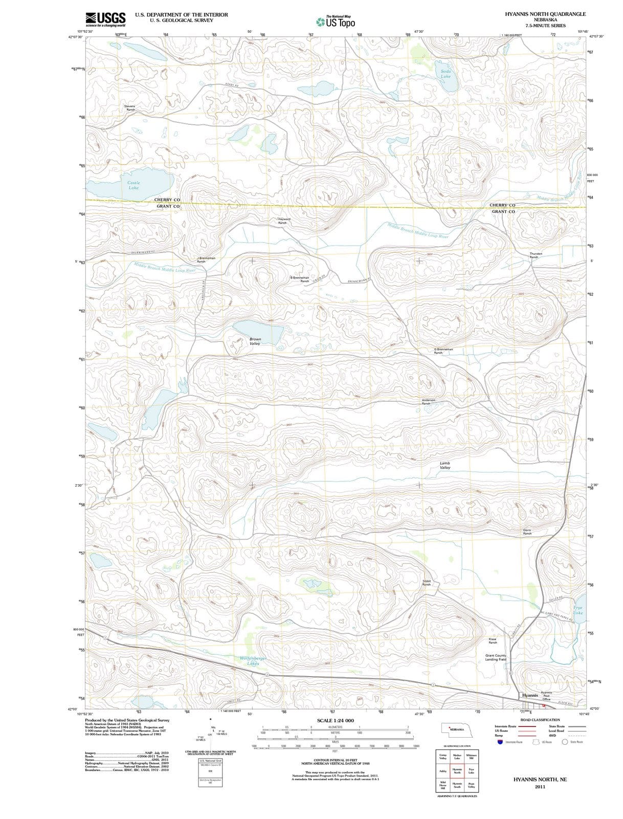 2011 Hyannis North, NE - Nebraska - USGS Topographic Map