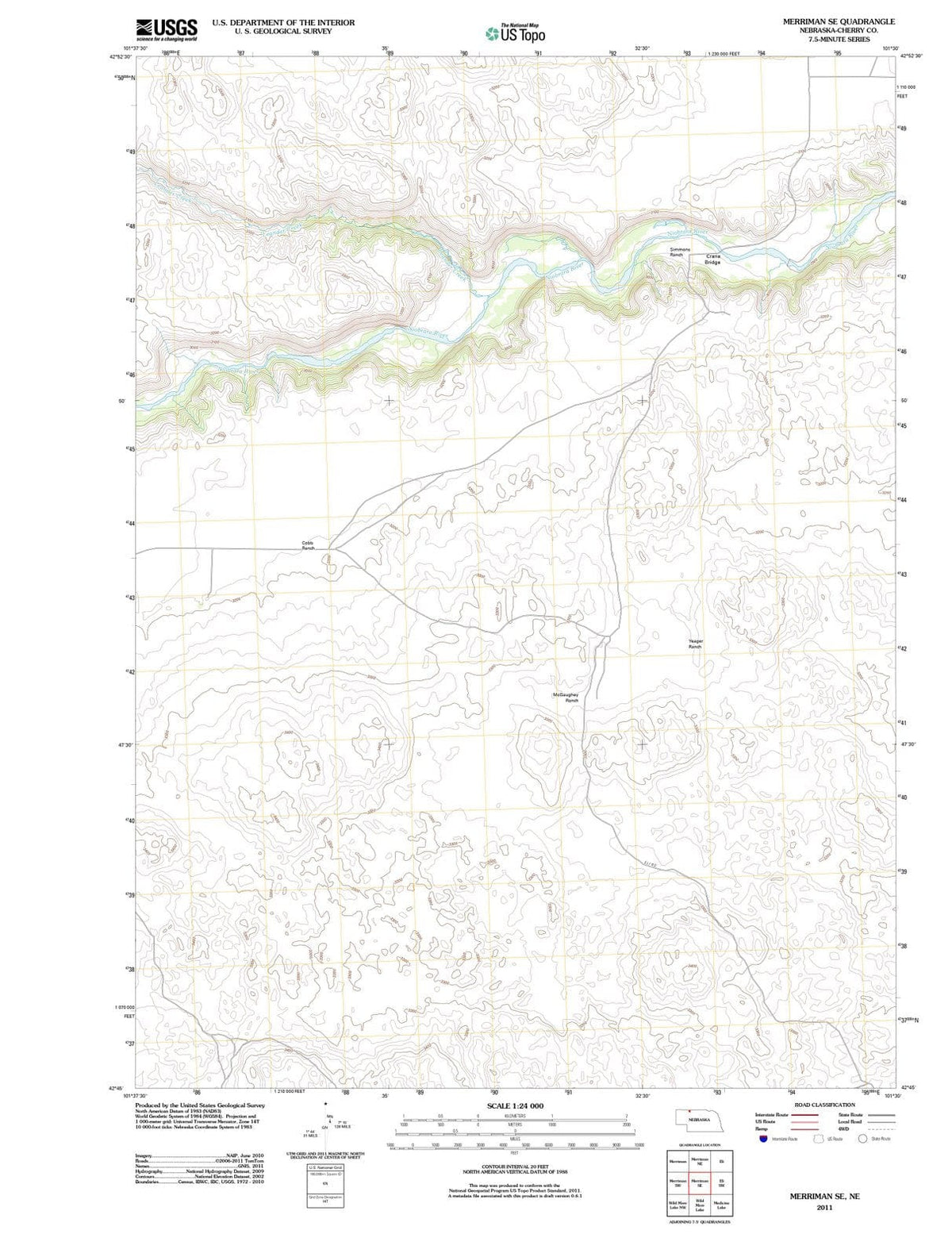 2011 Merriman, NE - Nebraska - USGS Topographic Map