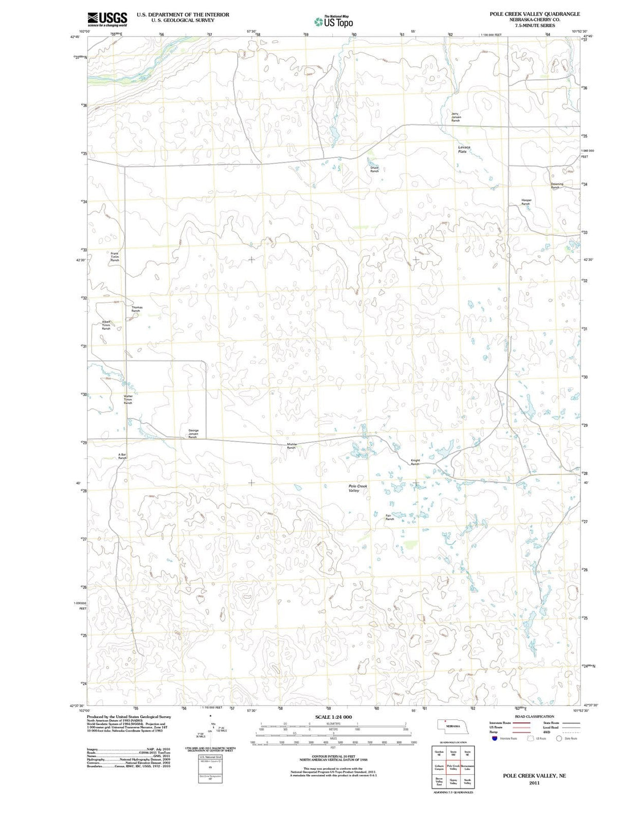 2011 Pole Creek Valley, NE - Nebraska - USGS Topographic Map