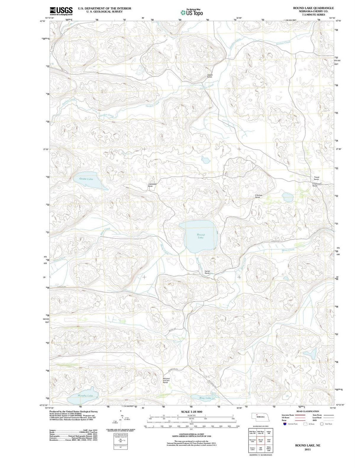 2011 Round Lake, NE - Nebraska - USGS Topographic Map