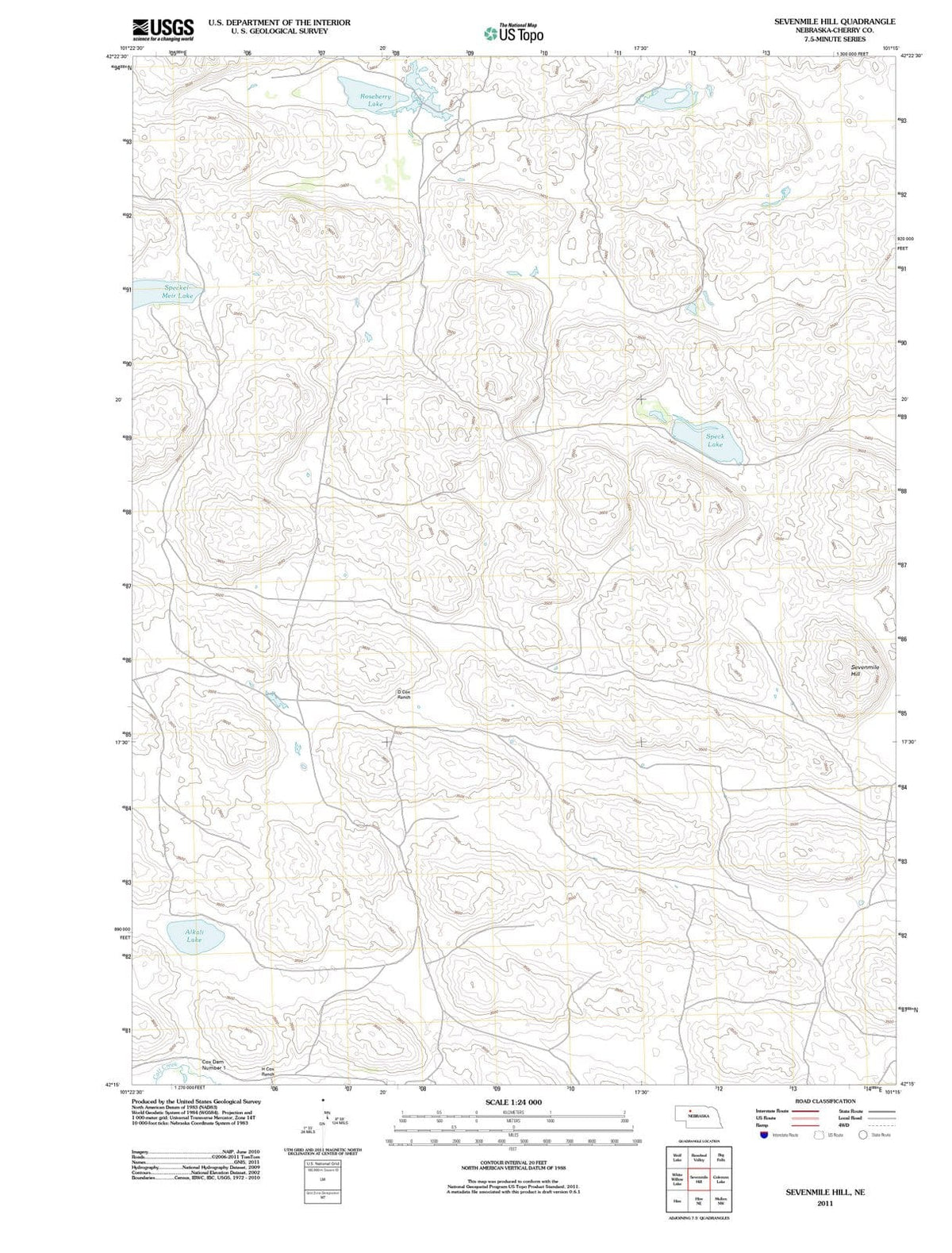 2011 Sevenmile Hill, NE - Nebraska - USGS Topographic Map