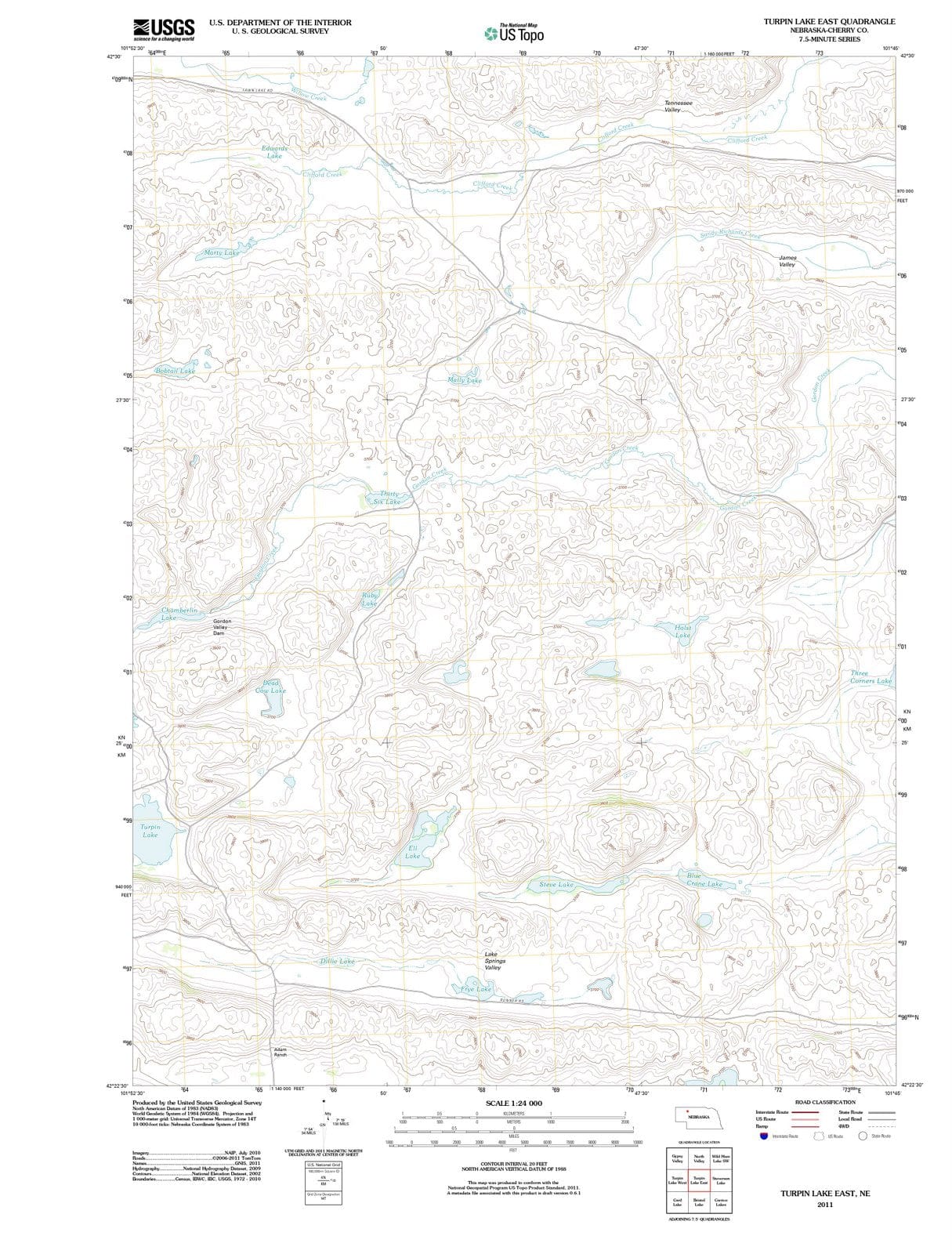 2011 Turpin Lake East, NE - Nebraska - USGS Topographic Map
