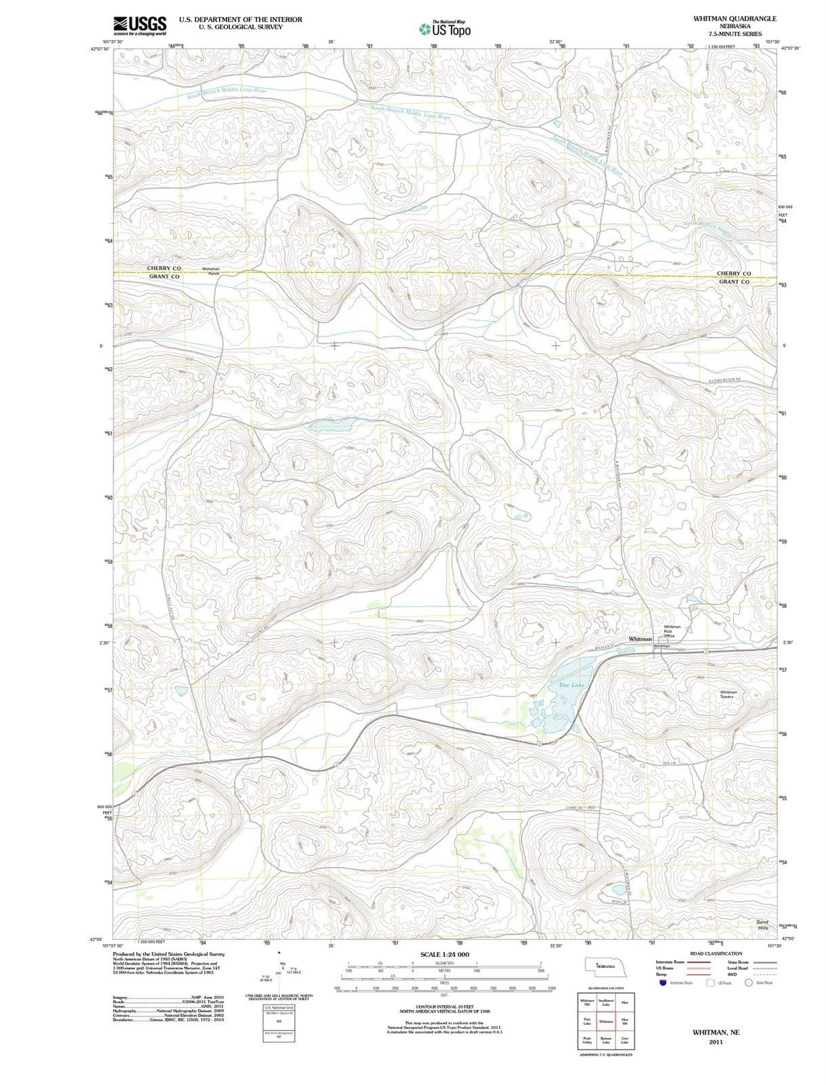 2011 Whitman, NE - Nebraska - USGS Topographic Map