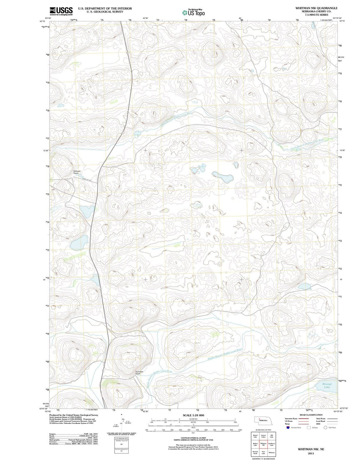 2011 Whitman, NE - Nebraska - USGS Topographic Map v2