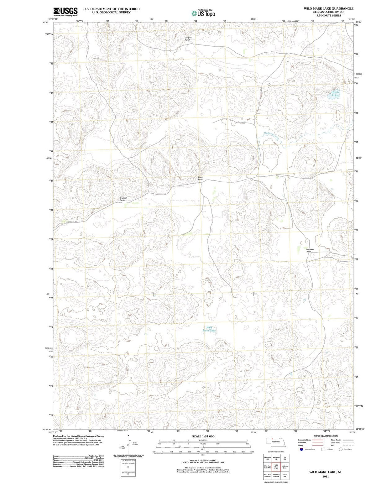2011 Wild Mare Lake, NE - Nebraska - USGS Topographic Map