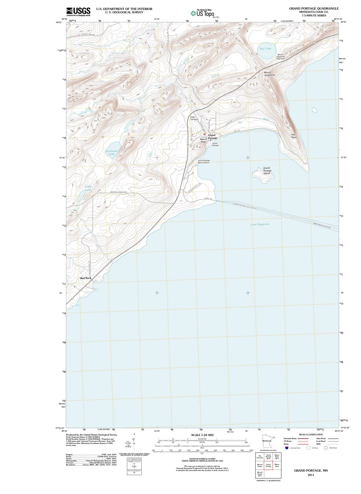 2011 Grand Portage, MN - Minnesota - USGS Topographic Map