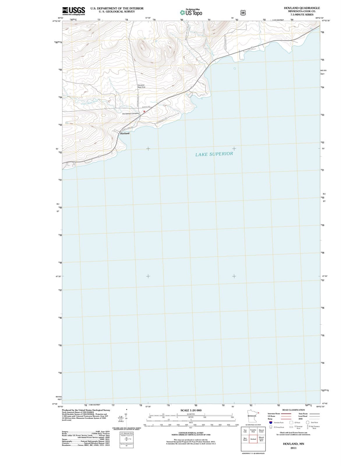2011 Hovland, MN - Minnesota - USGS Topographic Map