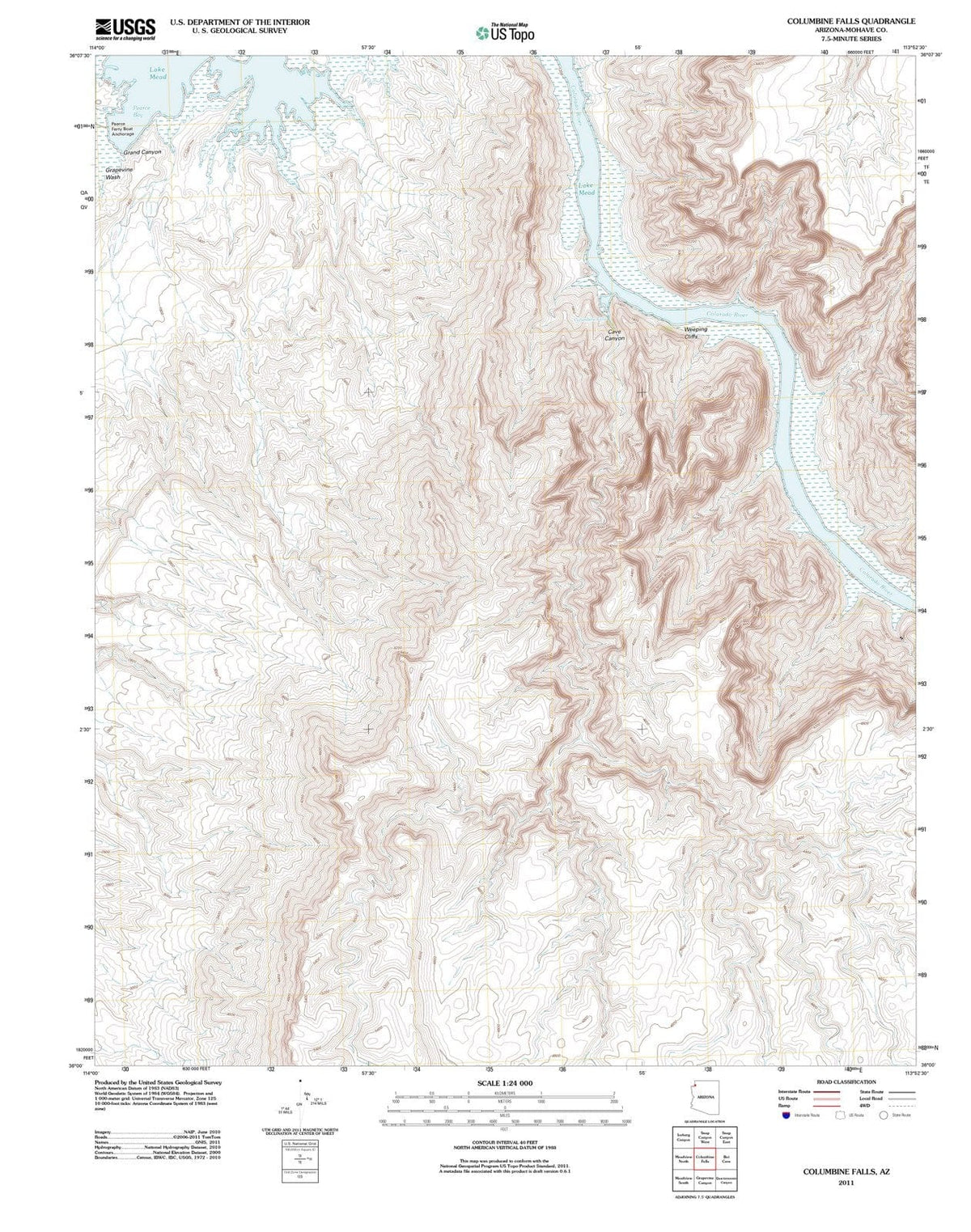 2011 Columbine Falls, AZ - Arizona - USGS Topographic Map