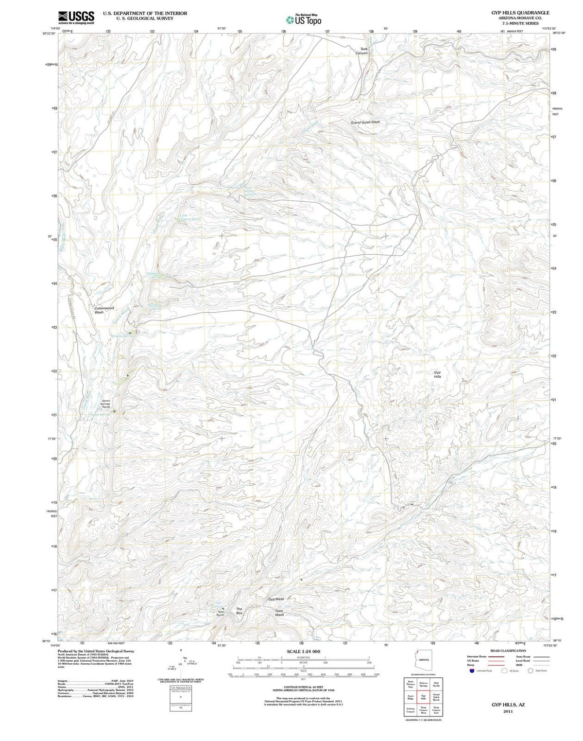 2011 Gyp Hills, AZ - Arizona - USGS Topographic Map