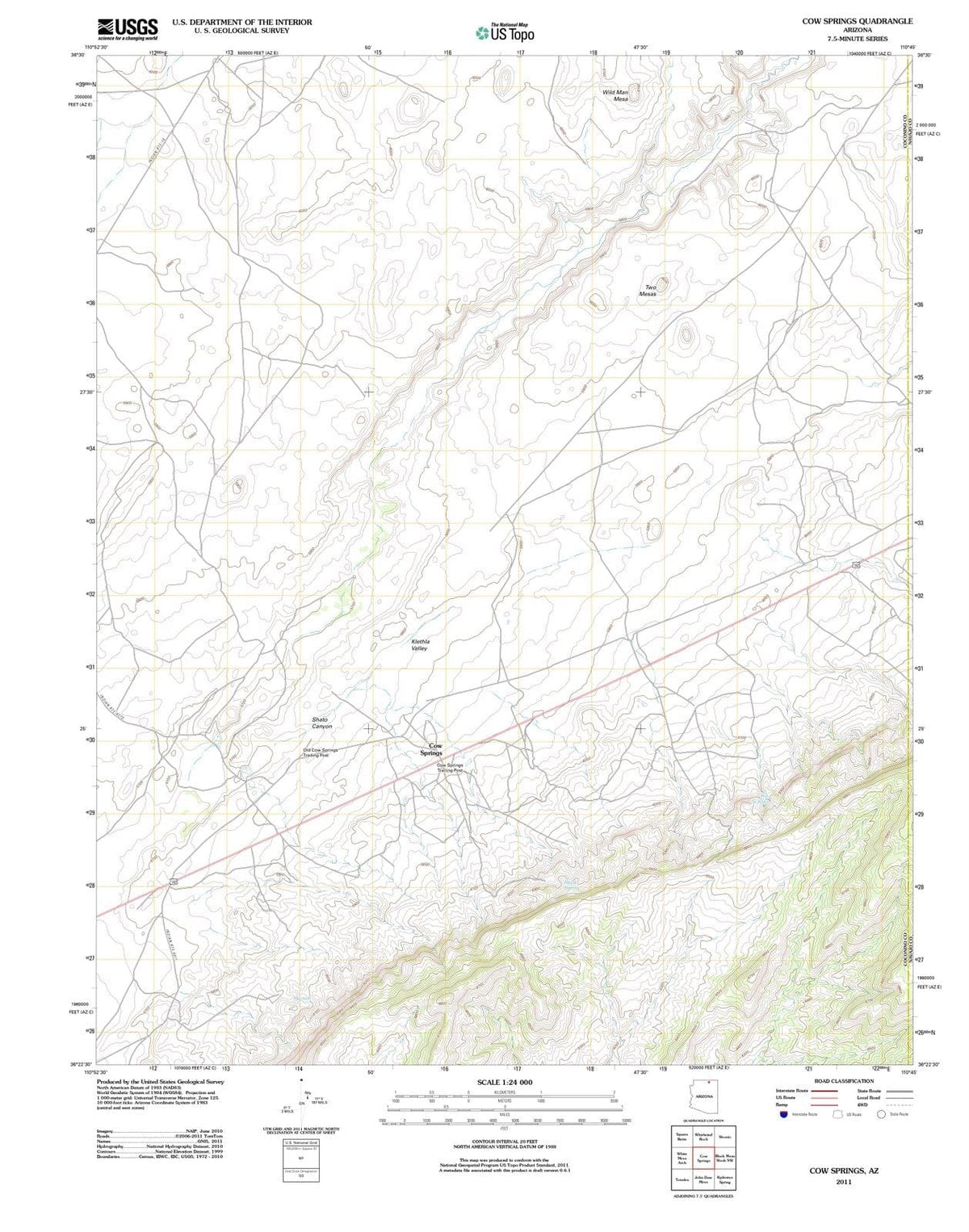 2011 Cow Springs, AZ - Arizona - USGS Topographic Map
