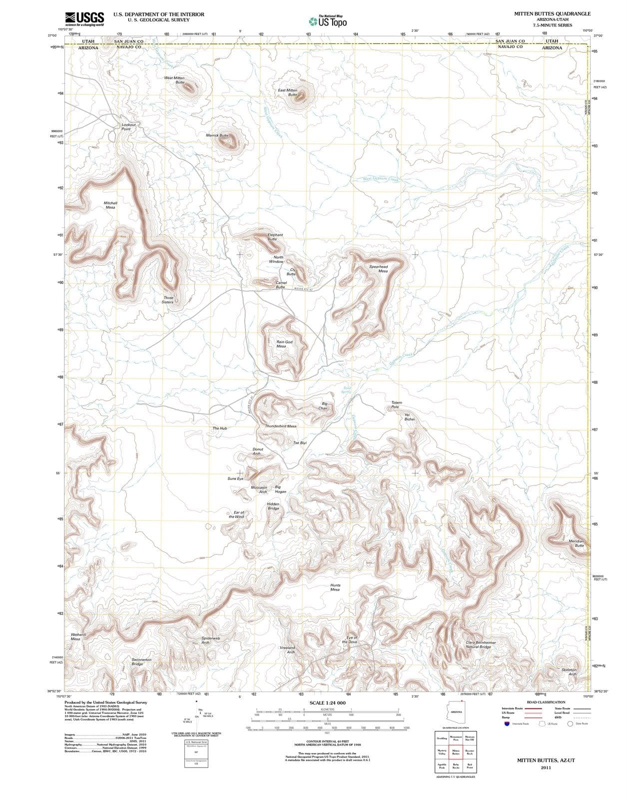 2011 Mitten Buttes, AZ - Arizona - USGS Topographic Map
