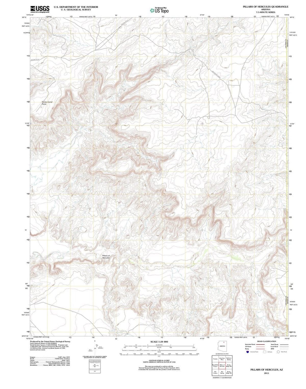 2011 Pillars of Hercules, AZ - Arizona - USGS Topographic Map