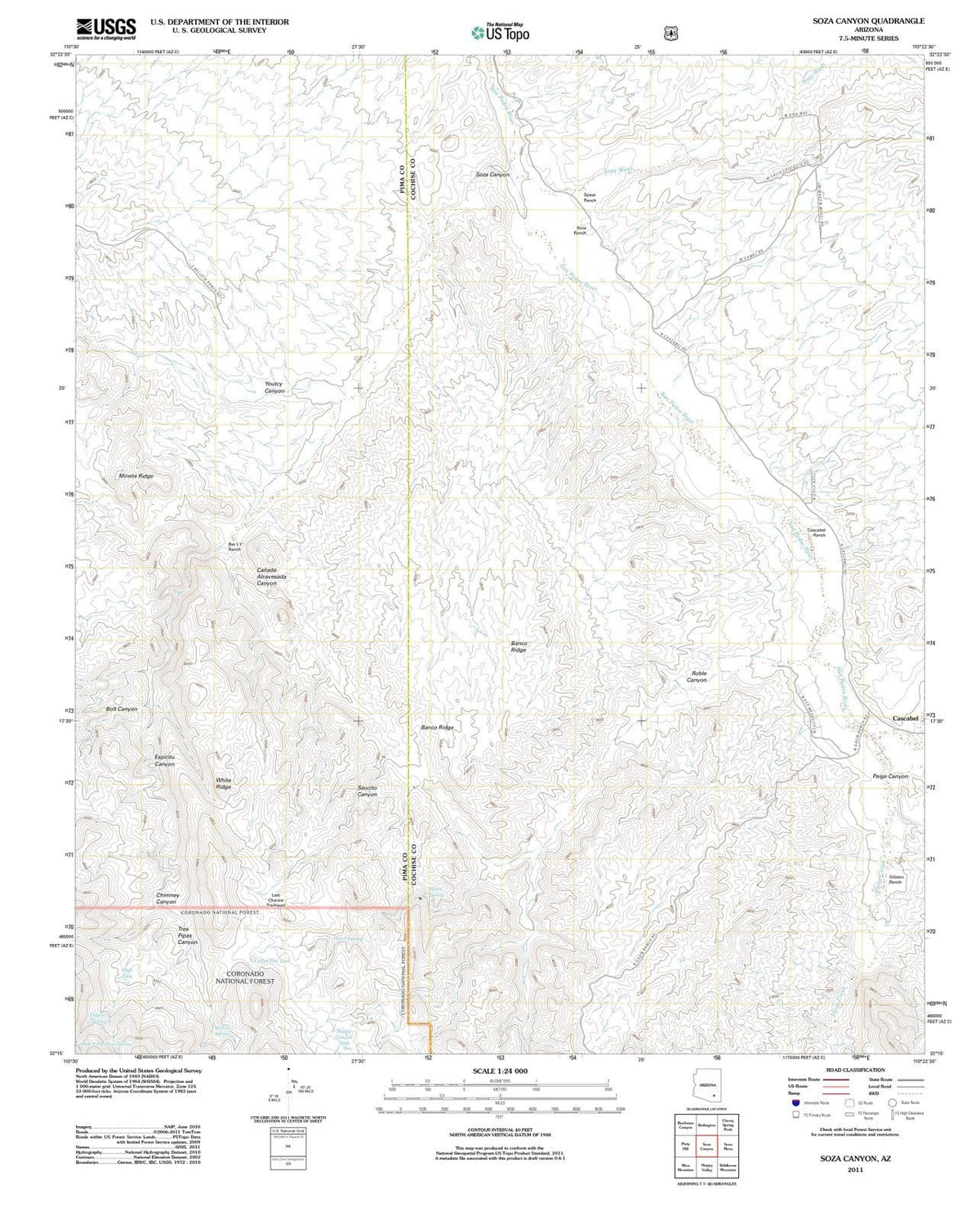 2011 Soza Canyon, AZ - Arizona - USGS Topographic Map