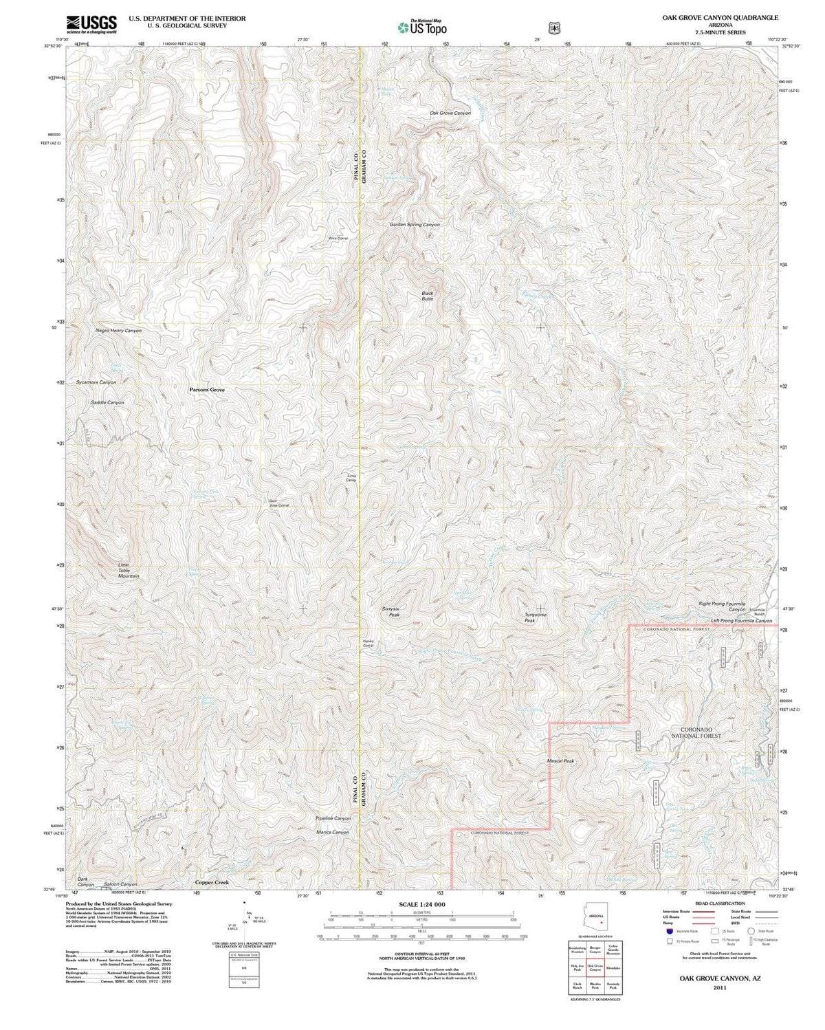2011 Oak Grove Canyon, AZ - Arizona - USGS Topographic Map