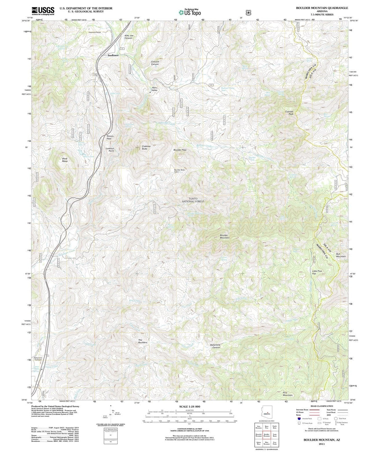 2011 Boulder Mountain, AZ - Arizona - USGS Topographic Map
