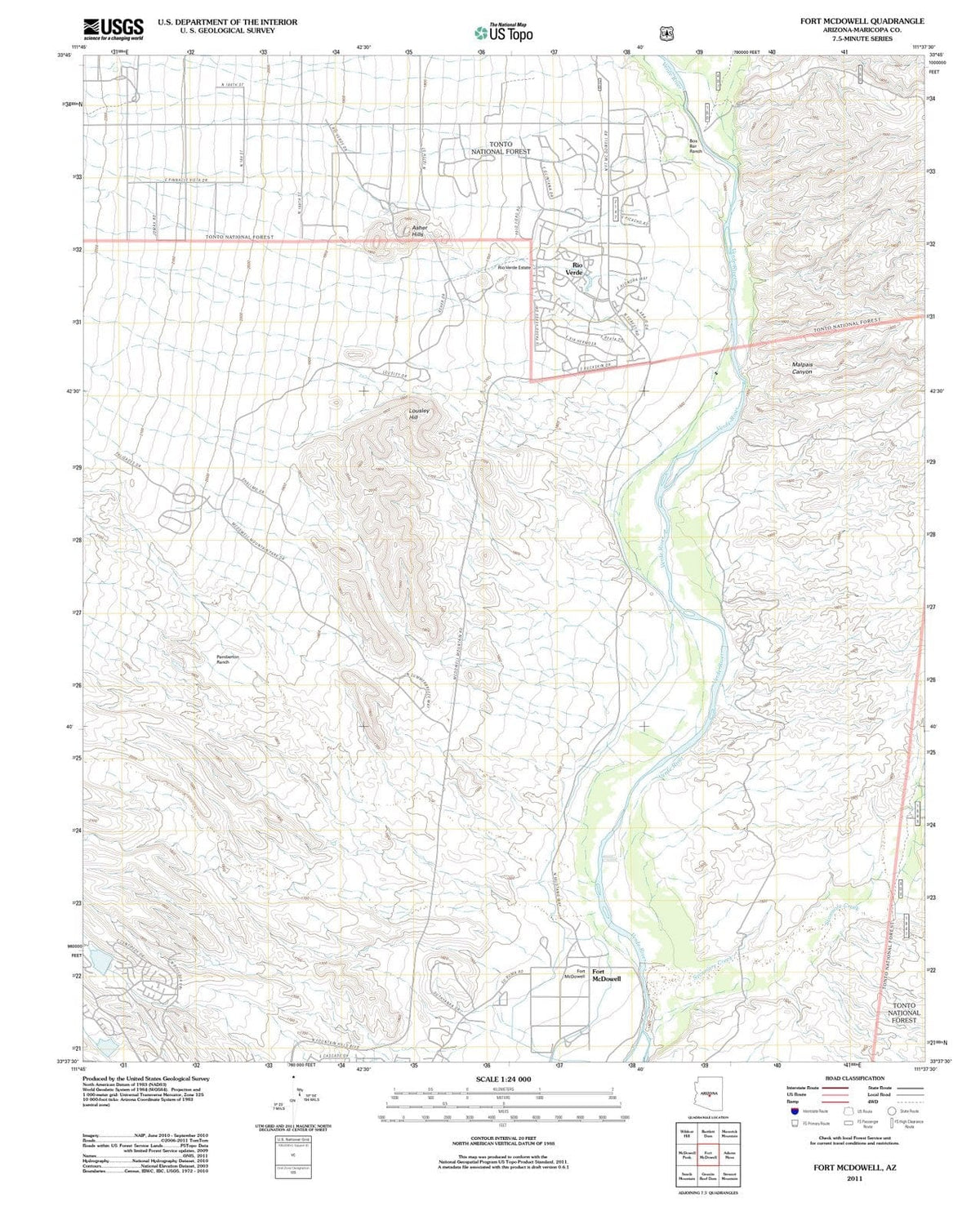2011 Fort McDowell, AZ - Arizona - USGS Topographic Map