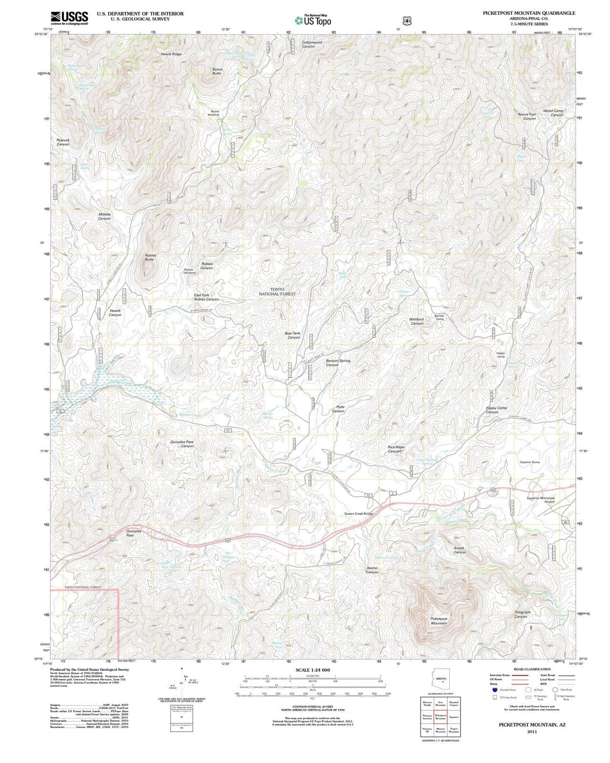 2011 Picketpost Mountain, AZ - Arizona - USGS Topographic Map
