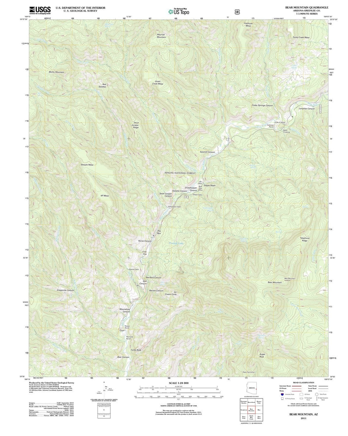 2011 Bear Mountain, AZ - Arizona - USGS Topographic Map