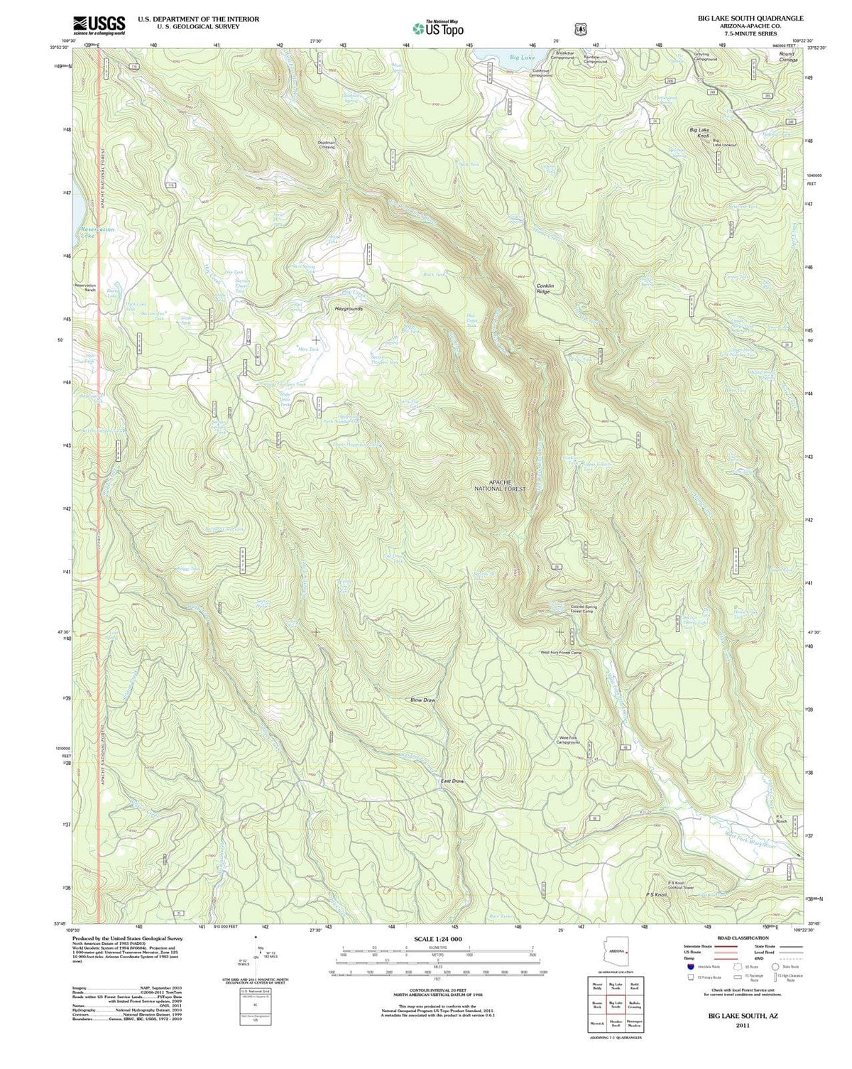 2011 Big Lake South, AZ - Arizona - USGS Topographic Map
