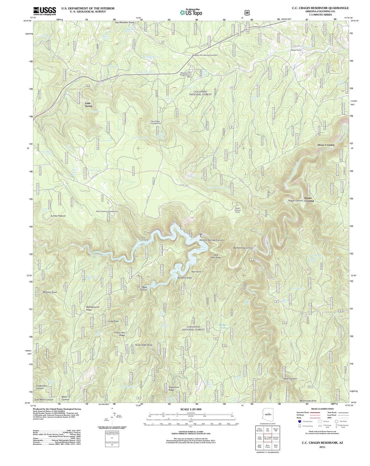2011 C.C. Cragin Reservoir, AZ - Arizona - USGS Topographic Map