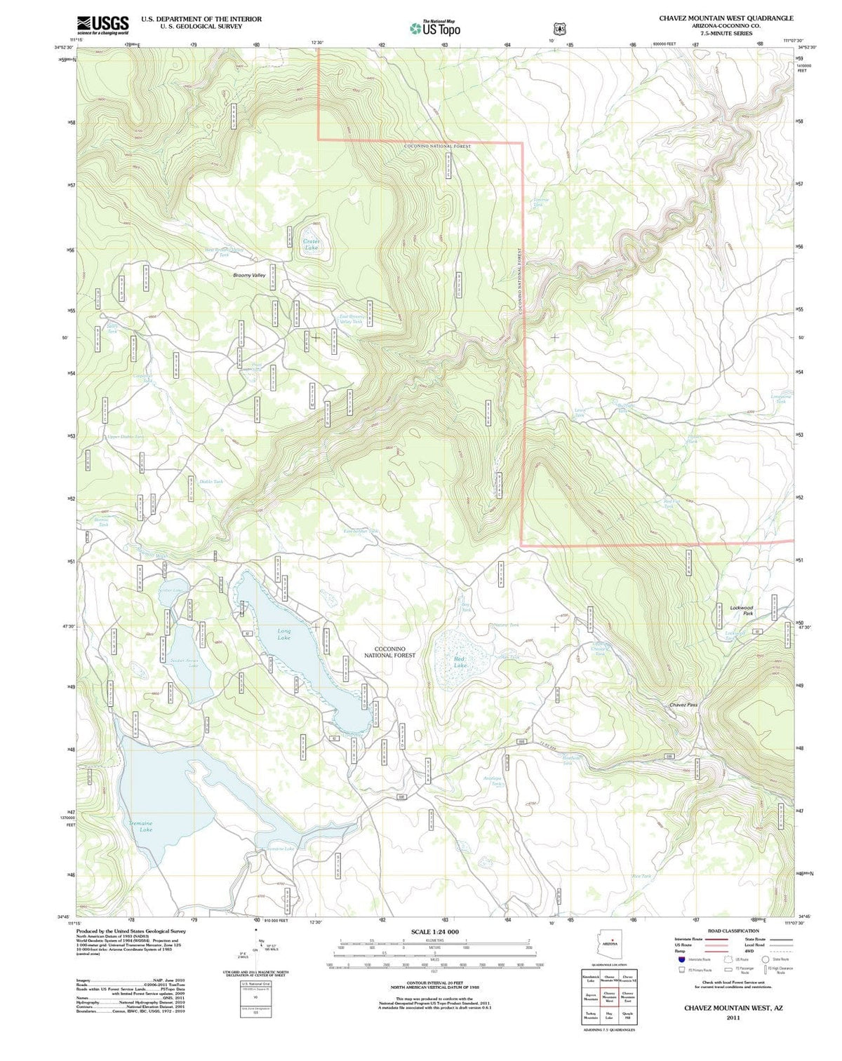 2011 Chavez Mountain West, AZ - Arizona - USGS Topographic Map