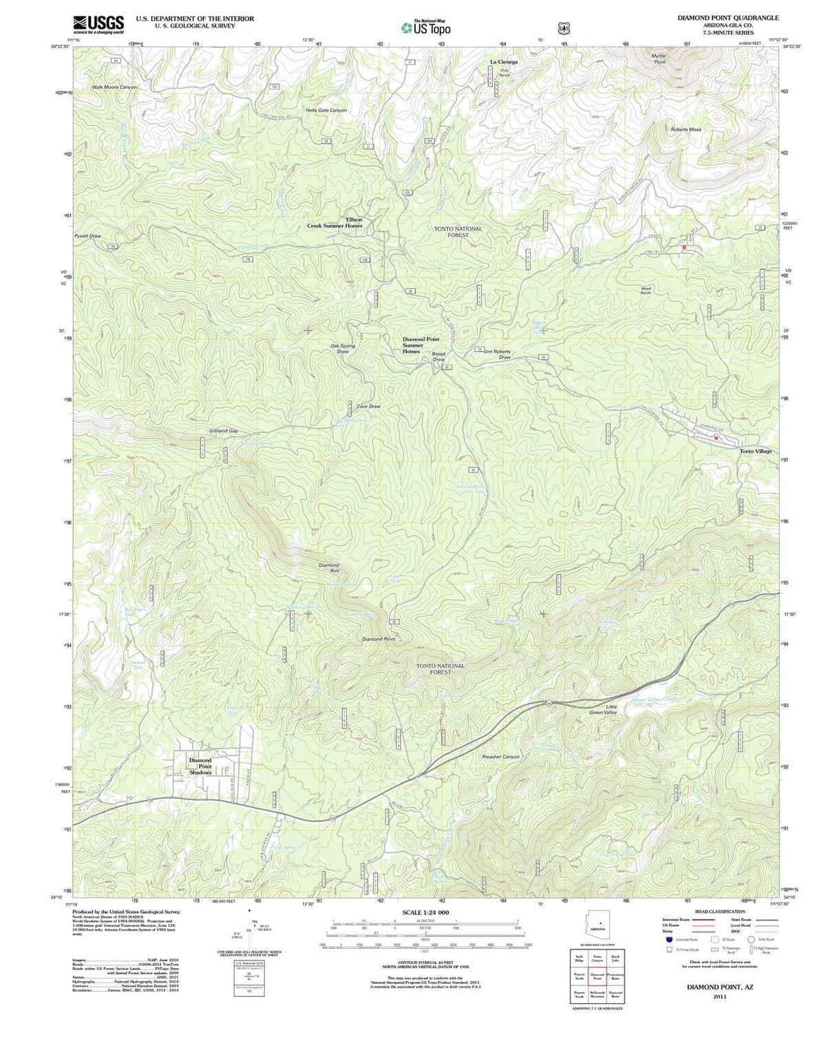 2011 Diamond Point, AZ - Arizona - USGS Topographic Map